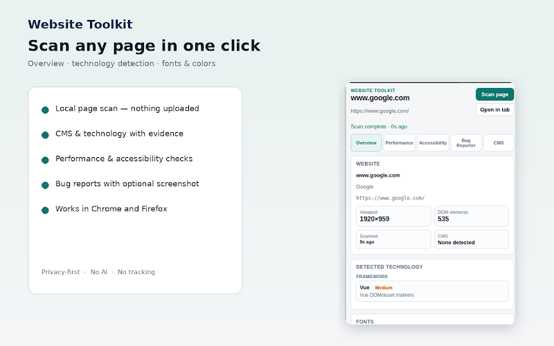 Website Toolkit Chrome extension promo graphic